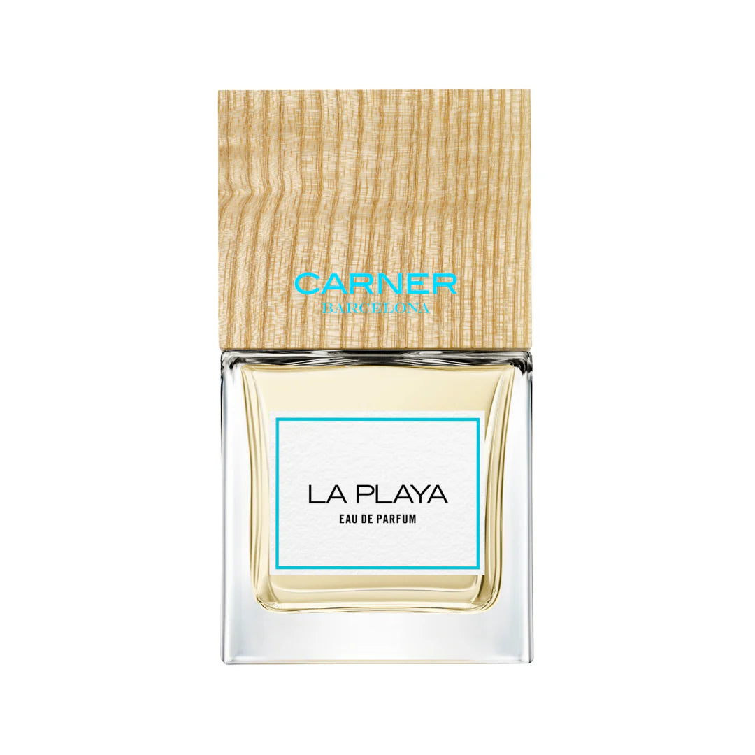 Perfume bottle labeled 'La Playa' by Carner on a white background