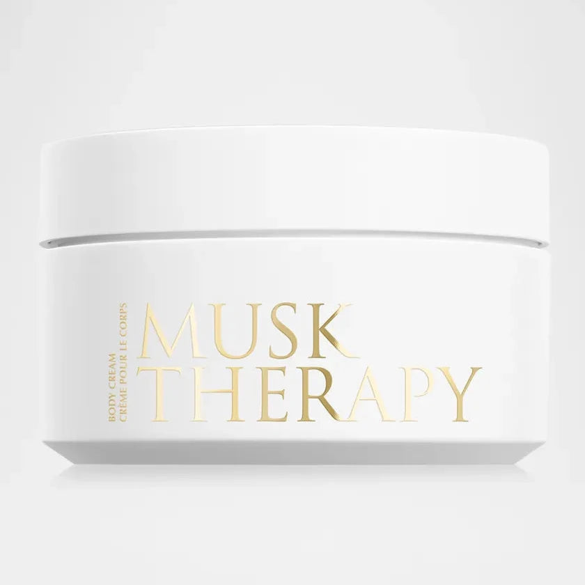 White container with 'Musk Therapy' text on a white background