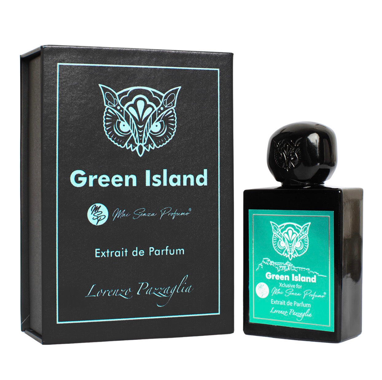 Green Island Extrait de Parfum bottle and packaging on a white background