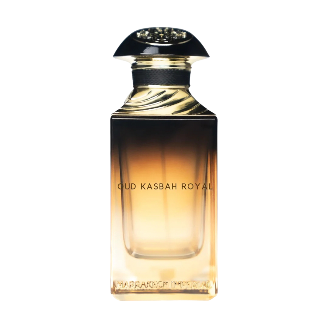 Perfume bottle labeled 'Oud Kasbah Royal' on a white background
