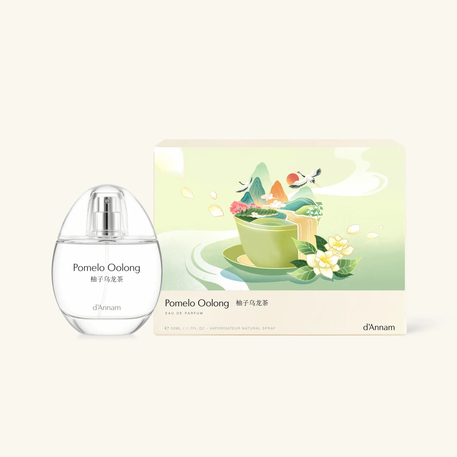 Pomelo Oolong perfume bottle and packaging on a white background