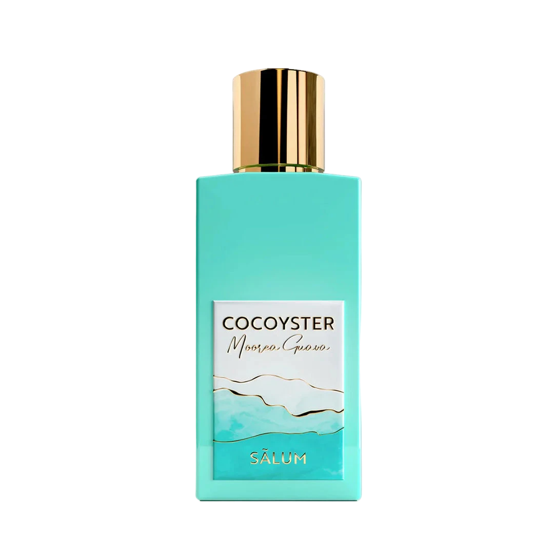 Cocoyester Salum more guava perfume bottle with gold cap on a white background