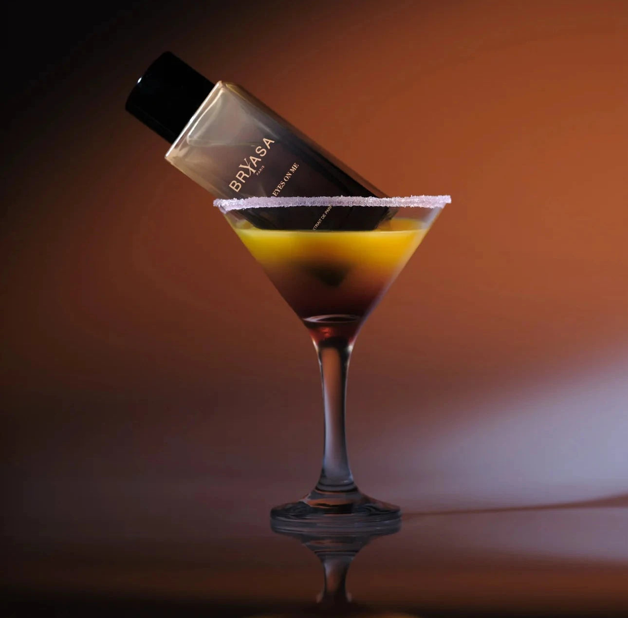 Cocktail in a martini glass with a dark background